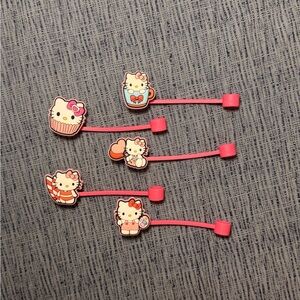 5 Hello Kitty Pink Straw Toppers